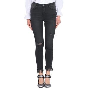 Free People Black Jeans with Frayed Ankles. Size 26.